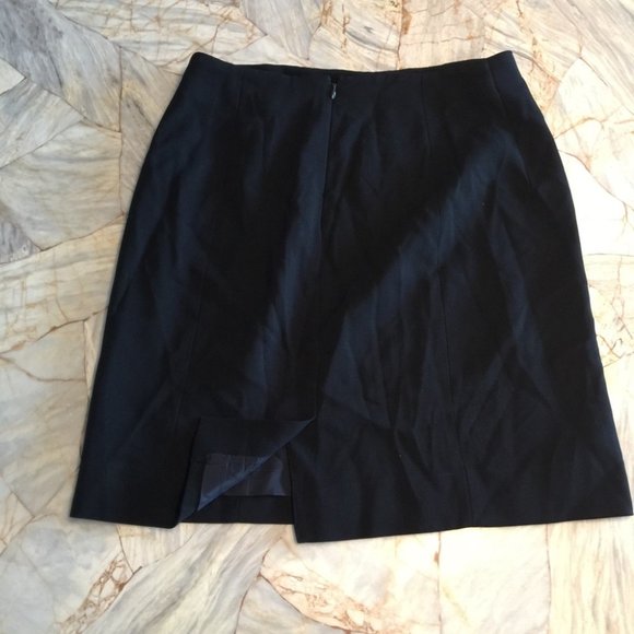 Lined Wool Zip Up Skirt Work Suit Black - Picture 1 of 4